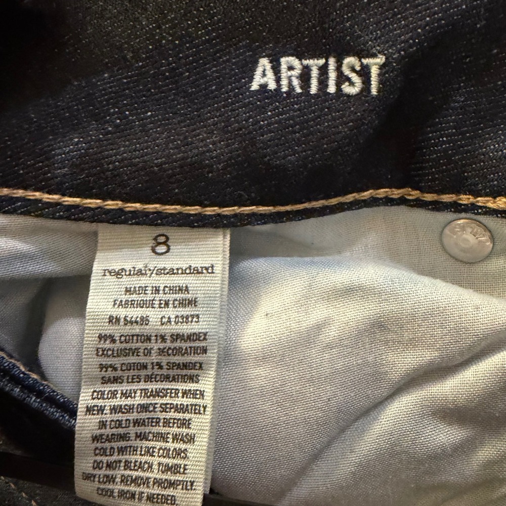 American Eagle Artist Jeans Womens 8 Regular Dark Wash Stretch Denim Flare Blue - Picture 4 of 9